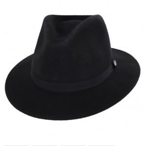 Brixton Black Wool Leather Trim Hat NWTs size large